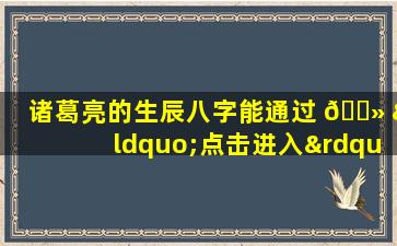 诸葛亮的生辰八字能通过 🌻 “点击进入”的查询入口测算吗